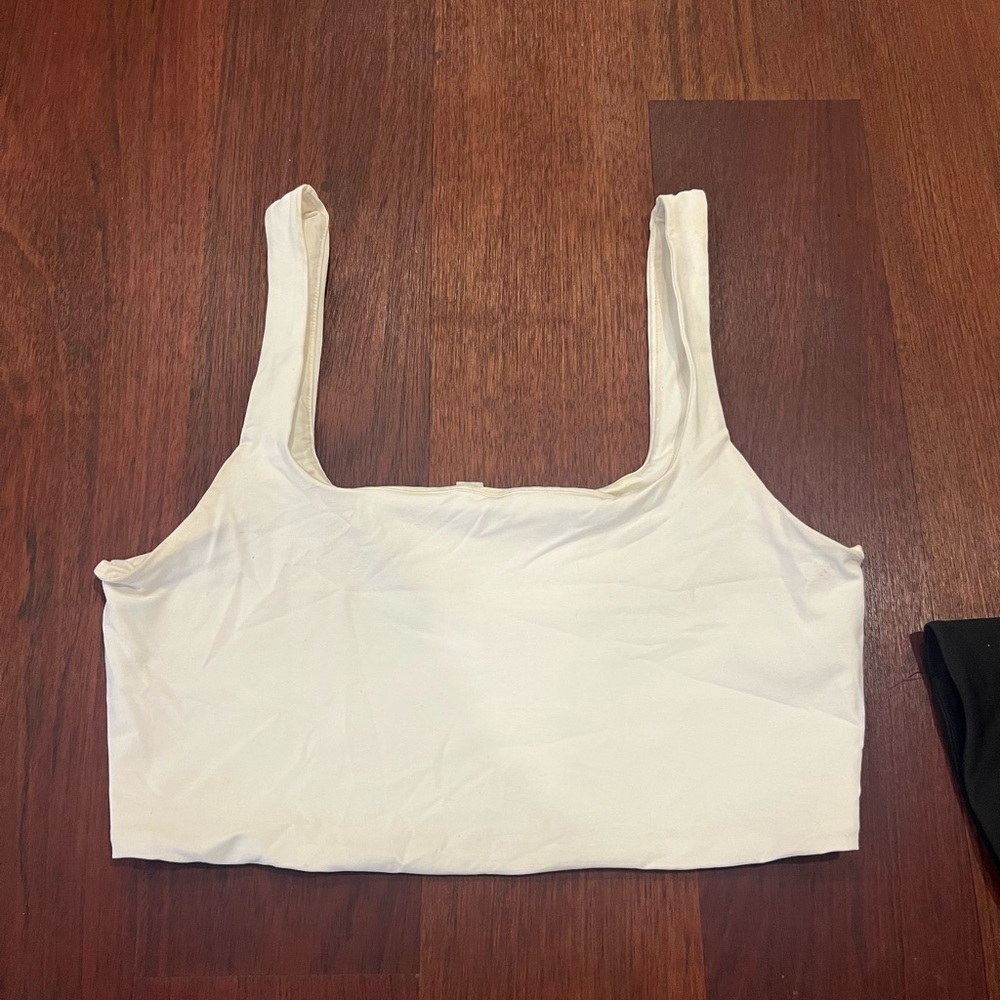 Garage white crop tank top